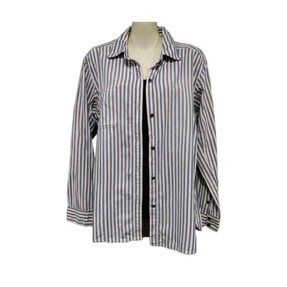 Madewell Long Sleeve Striped Button Down Shirt, Blue White, Sz Mediu,